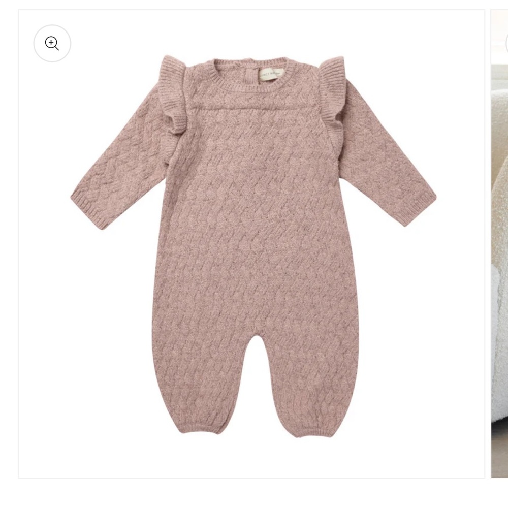 NWT Quincy Mae Long Sleeve Mira Knit Romper Mauve size 3-6 month
